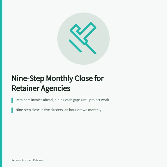 Card on virtual assistant agency bookkeeping, nine-step monthly close, and cash flow gaps. An honest review of virtual assistant agency bookkeeping