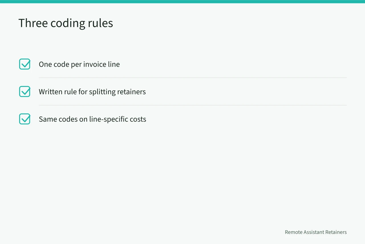 Checklist of three service-line coding rules (An honest review of virtual assistant agency bookkeeping)