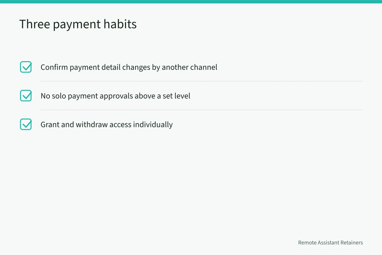 Checklist of three habits to protect money and access (An honest review of virtual assistant agency bookkeeping)